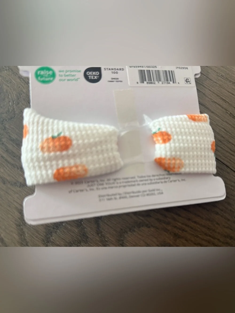 Carter's Pumpkin White & Orange Print Baby Knot Headband